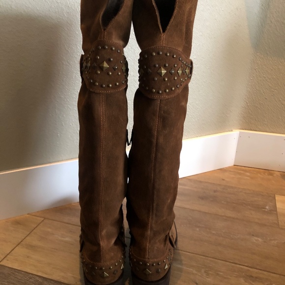 Five Worlds/Sundance Tall Suede Boots size 7 1/2 - EUC Old Gringo style! - Picture 2 of 10